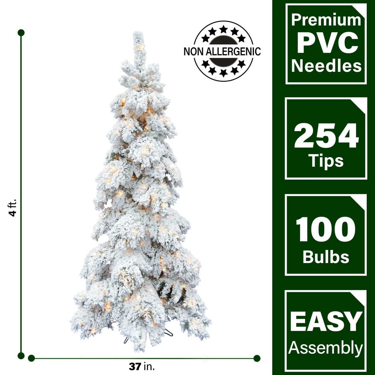 Fraser Hill Farm 4-Ft. Elk Mountain Snow Flocked Tree With Warm White LED Lights 2 Fraser Hill Farm 4-Ft. Elk Mountain Snow Flocked Tree With Warm White LED Lights - Image 2