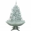 Fraser Hill Farm Let It Snow Series 47-In. White Tree W/ Finial Topper, White Umbrella Base, Animated Musical Snow
