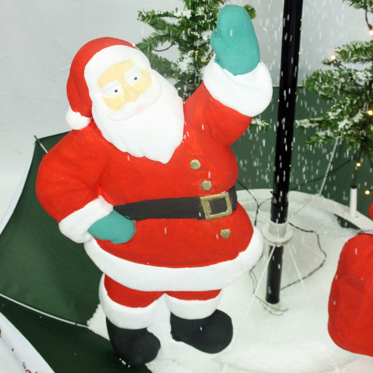 Fraser Hill Farm Let It Snow Series 47-In. Red Santa With Green Umbrella Base, Animated Musical Snow Decoration 14 Fraser Hill Farm Let It Snow Series 47-In. Red Santa With Green Umbrella Base, Animated Musical Snow Decoration - Image 14