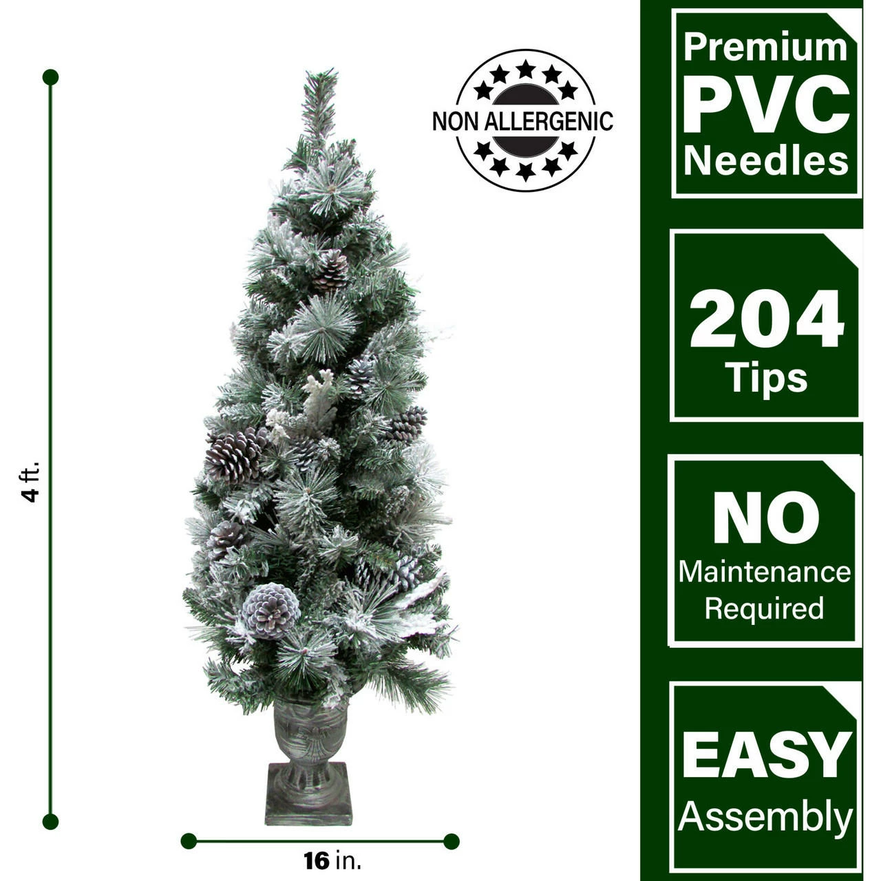 Fraser Hill Farm 4-Ft. Christmas Snow Flocked Porch Tree W/ Oversized Pinecones In Pot 2 Fraser Hill Farm 4-Ft. Christmas Snow Flocked Porch Tree W/ Oversized Pinecones In Pot - Image 2