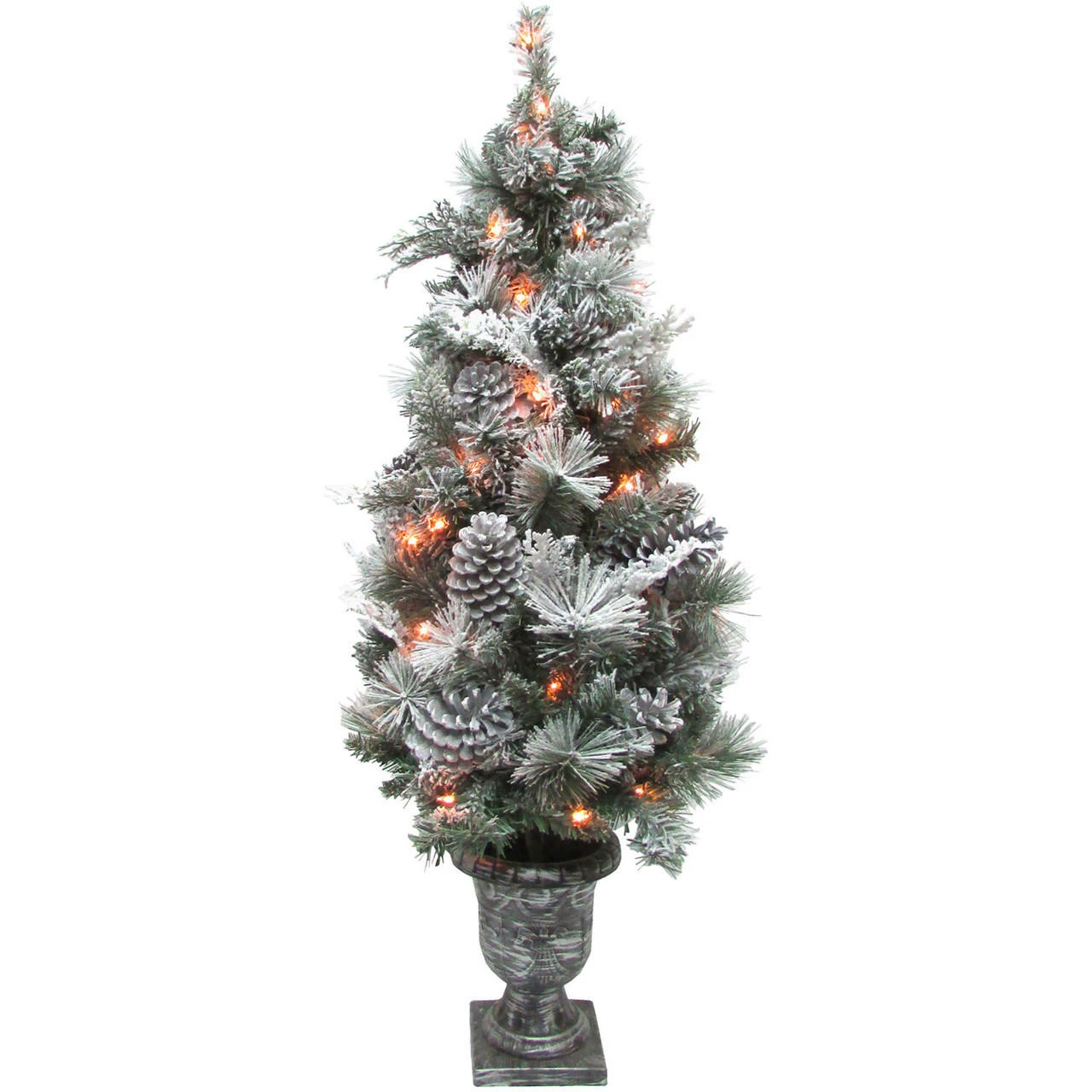 Fraser Hill Farm 4-Ft. Christmas Snow Flocked Porch Tree W/ Oversized Pinecones In Pot 6 Fraser Hill Farm 4-Ft. Christmas Snow Flocked Porch Tree W/ Oversized Pinecones In Pot - Image 6