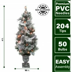 Fraser Hill Farm 4-Ft. Christmas Snow Flocked Porch Tree W/ Oversized Pinecones In Pot 13 Fraser Hill Farm 4-Ft. Christmas Snow Flocked Porch Tree W/ Oversized Pinecones In Pot -Christmas store unnamed file 405