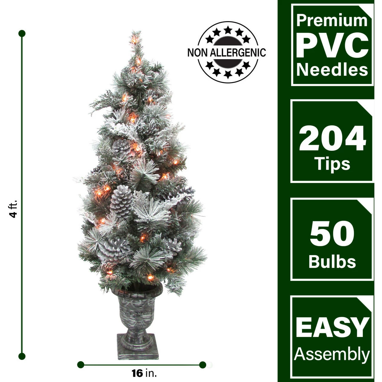 Fraser Hill Farm 4-Ft. Christmas Snow Flocked Porch Tree W/ Oversized Pinecones In Pot 7 Fraser Hill Farm 4-Ft. Christmas Snow Flocked Porch Tree W/ Oversized Pinecones In Pot - Image 7