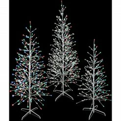 Fraser Hill Farm Set Of 3 Color Changing Birch Trees, 4-Ft., 5.5-Ft., 6.5-Ft., In Warm White And Multi-Color LED Lights