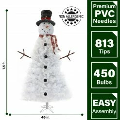 Fraser Hill Farm 7.5-Ft White Snowman Christmas Tree With Clear LED Lights -Christmas store unnamed file 508