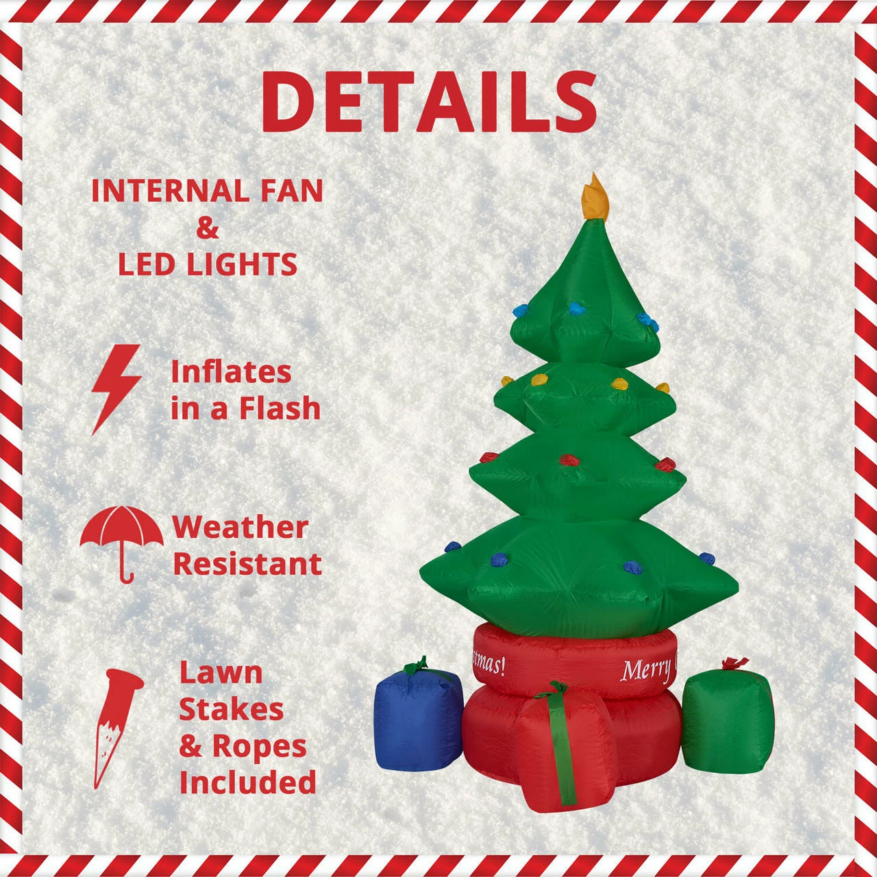 Fraser Hill Farm 6.5-Ft. Tall Animated Rotating Christmas Tree W/ Gifts, Inflatable W/ Lights, Storage Bag 3 Fraser Hill Farm 6.5-Ft. Tall Animated Rotating Christmas Tree W/ Gifts, Inflatable W/ Lights, Storage Bag - Image 3