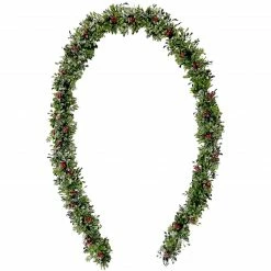 Fraser Hill Farm 9-Ft. Frosted Faux Boxwood Christmas Garland With Red Berries