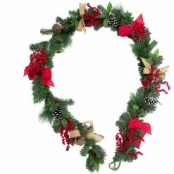 Fraser Hill Farm 9-Ft. Christmas Garland With Pinecones, Bows, Berries, And Twig Balls