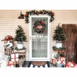 Fraser Hill Farm 6-Ft. Christmas Lightly Frosted Garland W/ Pinecones, Berries, And Plaid Bows -Christmas store unnamed file 706