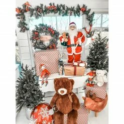 Fraser Hill Farm 6-Ft. Christmas Lightly Frosted Garland W/ Pinecones, Berries, And Plaid Bows -Christmas store unnamed file 707