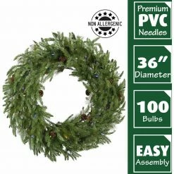 Fraser Hill Farm 36-In. Norway Pine Artificial Holiday Wreath With Multi-Colored Battery-Operated LED String Lights 7 Fraser Hill Farm 36-In. Norway Pine Artificial Holiday Wreath With Multi-Colored Battery-Operated LED String Lights -Christmas store unnamed file 715