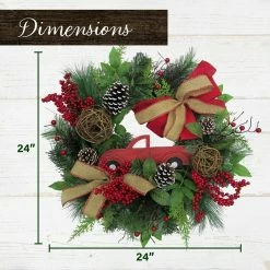 Fraser Hill Farm 24-in. Wreath And 9-ft. Garland Set W/ Pinecones, Bows, And Berries -Christmas store unnamed file 741