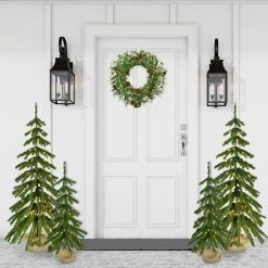 Fraser Hill Farm 24-in Wreath With Pinecones And Warm White LED Lights -Christmas store unnamed file 758