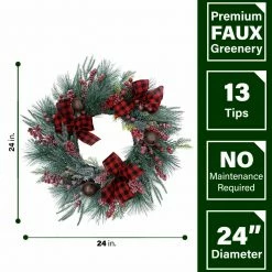 Fraser Hill Farm 24-In. Frosted Wreath With Red Berries, Plaid Bows, And Rustic Sleigh Bells 7 Fraser Hill Farm 24-In. Frosted Wreath With Red Berries, Plaid Bows, And Rustic Sleigh Bells -Christmas store unnamed file 764