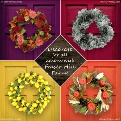 Fraser Hill Farm 24-In. Frosted Pine Wreath With Red Berries And Pinecones -Christmas store unnamed file 770