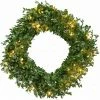 Fraser Hill Farm 24-in Boxwood Green Christmas Décor Square Wreath W/ Warm White LED Lights