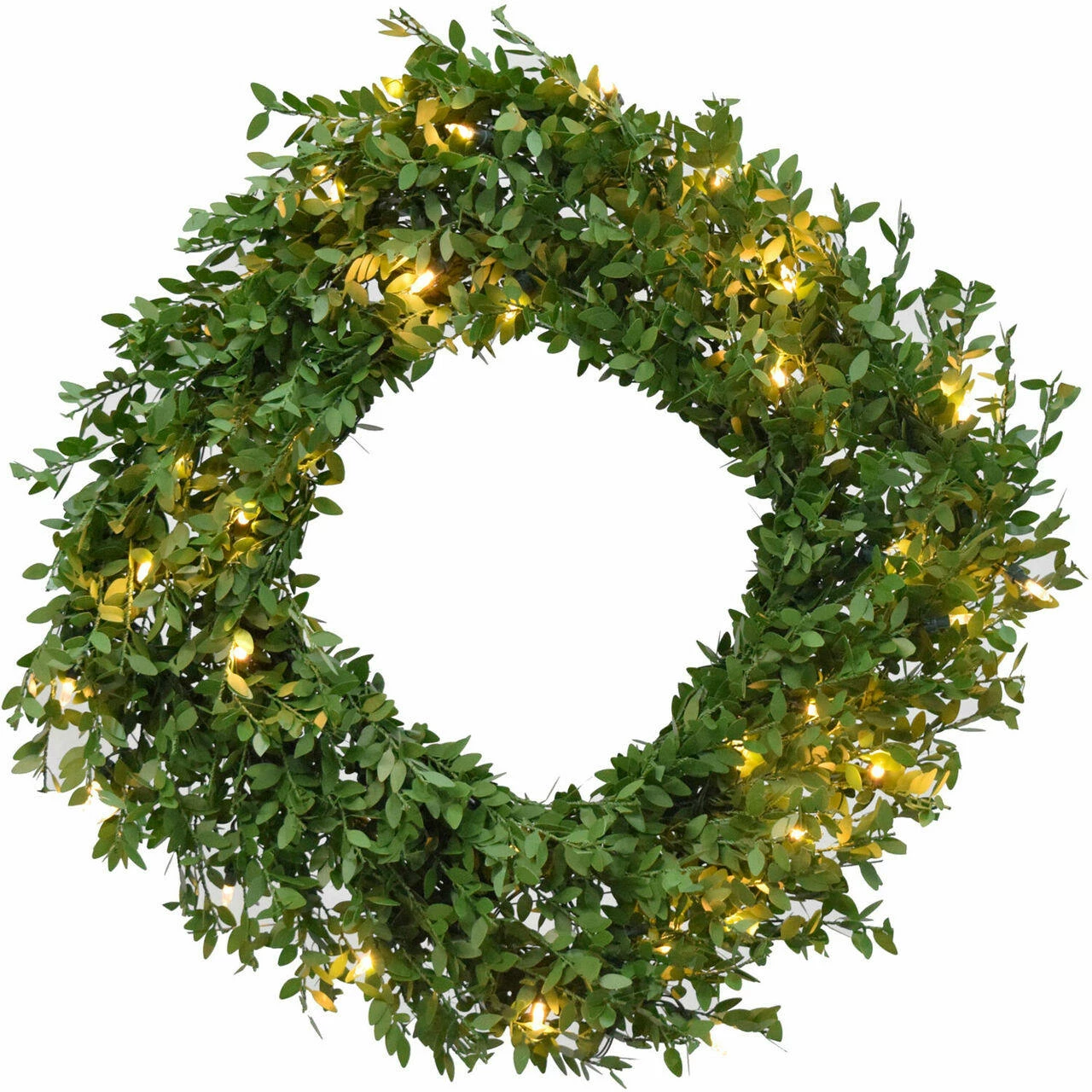 Fraser Hill Farm 24-in Boxwood Green Christmas Décor Square Wreath W/ Warm White LED Lights 1 Fraser Hill Farm 24-in Boxwood Green Christmas Décor Square Wreath W/ Warm White LED Lights