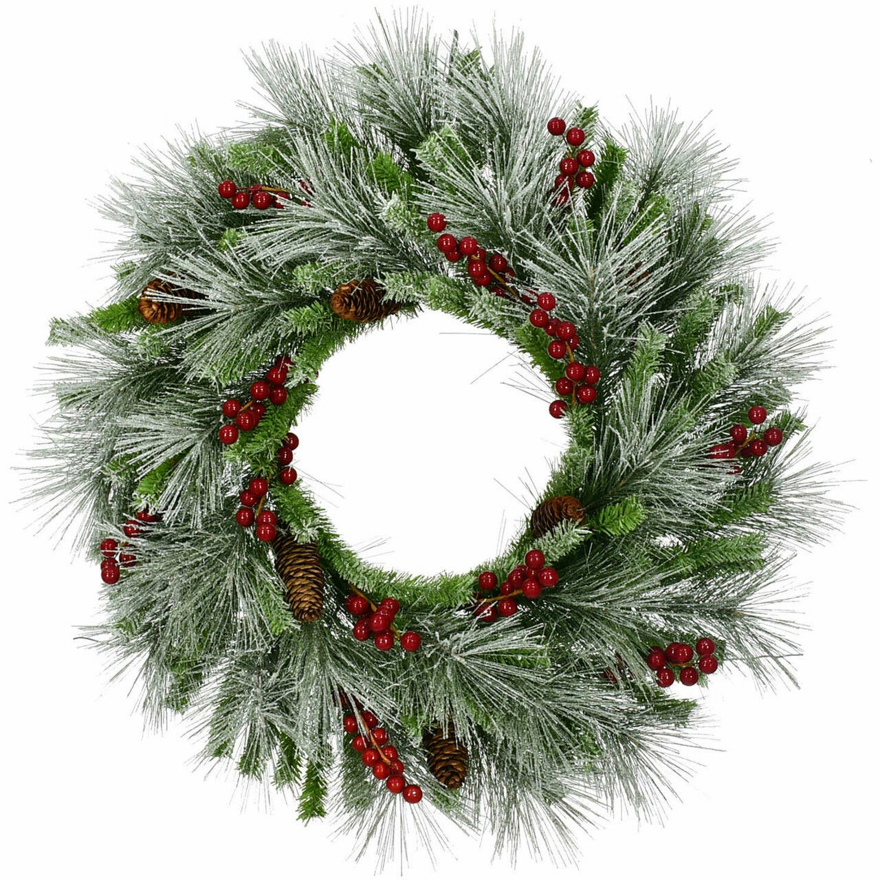 Fraser Hill Farm 25-In. Lightly Flocked Wreath Door Or Wall Hanging - W/Pinecones And Berries 1 Fraser Hill Farm 25-In. Lightly Flocked Wreath Door Or Wall Hanging - W/Pinecones And Berries