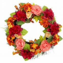 Fraser Hill Farm 24-inch Spring Wreath Door Hanging With Dahlias And Peonies