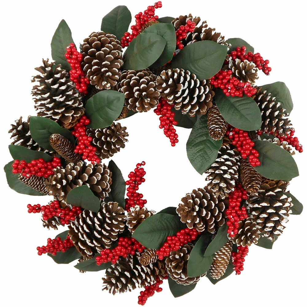 Fraser Hill Farm 24-in. Christmas Pinecone Wreath With Red Berries 1 Fraser Hill Farm 24-in. Christmas Pinecone Wreath With Red Berries