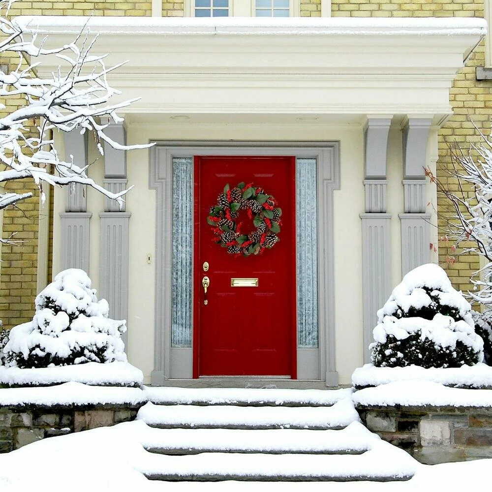 Fraser Hill Farm 24-in. Christmas Pinecone Wreath With Red Berries 4 Fraser Hill Farm 24-in. Christmas Pinecone Wreath With Red Berries - Image 4