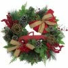 Fraser Hill Farm 24-in. Christmas Wreath W/ Pinecones, Burlap Bows And Wooden Truck Decoration