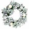 Fraser Hill Farm 24-in. Christmas Snow Covered Wreath W/ Glitter Ornaments, Leaves And Berries
