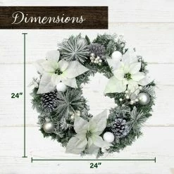 Fraser Hill Farm 24-in. Christmas Frost Covered Wreath W/ White Poinsettia Blooms, Ornaments And Pinecones 7 Fraser Hill Farm 24-in. Christmas Frost Covered Wreath W/ White Poinsettia Blooms, Ornaments And Pinecones -Christmas store unnamed file 819