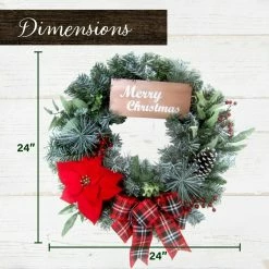 Fraser Hill Farm 24-in. Christmas Wreath W/ Poinsettia Bloom, Bow, & Merry Christmas Wooden Sign 7 Fraser Hill Farm 24-in. Christmas Wreath W/ Poinsettia Bloom, Bow, & Merry Christmas Wooden Sign -Christmas store unnamed file 839