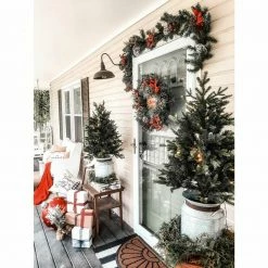 Fraser Hill Farm 24-in. Christmas Frosted Wreath With Pinecones, Berries And Plaid Bows -Christmas store unnamed file 858