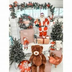 Fraser Hill Farm 24-in. Christmas Frosted Wreath With Pinecones, Berries And Plaid Bows -Christmas store unnamed file 859