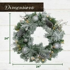 Fraser Hill Farm 24-in. Christmas Prelit Frosted Wreath W/ Ornaments, Pinecones, And Berries 7 Fraser Hill Farm 24-in. Christmas Prelit Frosted Wreath W/ Ornaments, Pinecones, And Berries -Christmas store unnamed file 872
