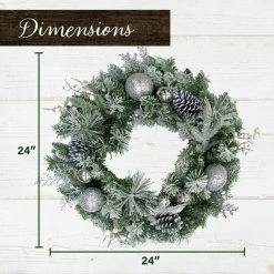Fraser Hill Farm 24-in. Christmas Frosted Wreath Door Hanging W/ Ornaments, Pinecones, And Berries 7 Fraser Hill Farm 24-in. Christmas Frosted Wreath Door Hanging W/ Ornaments, Pinecones, And Berries -Christmas store unnamed file 877