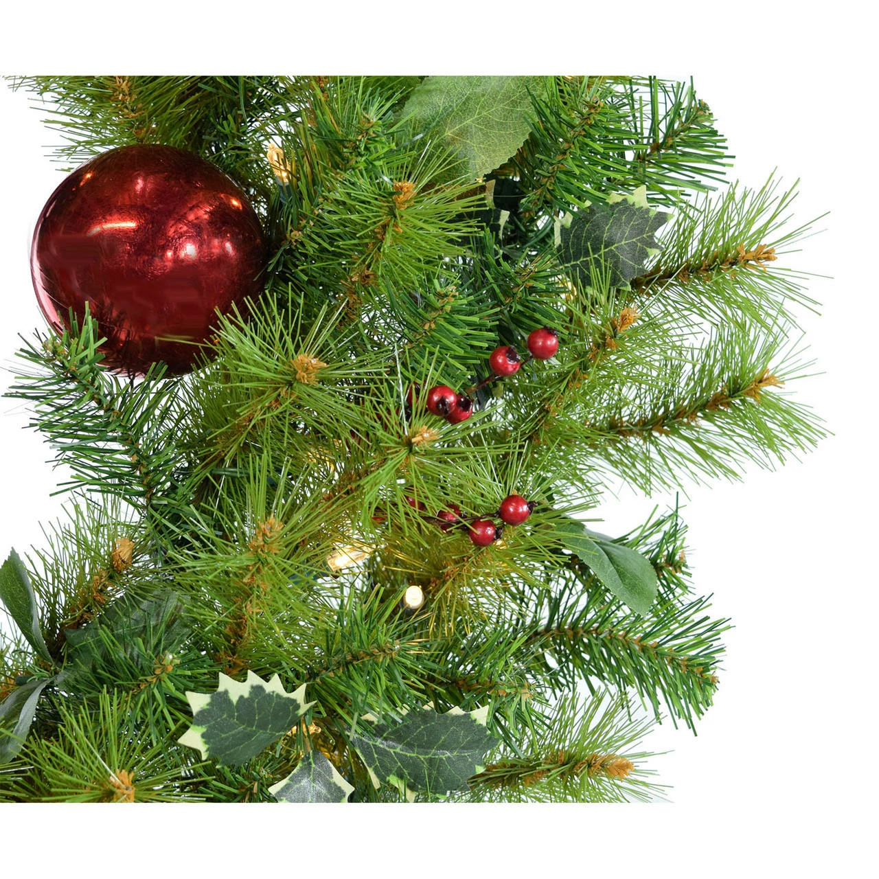Fraser Hill Farm Set Of 3 Holly Berry 20" Wreaths W/ Ornaments, 150 Battery-Operated LED Lights For Displays 2 Fraser Hill Farm Set Of 3 Holly Berry 20" Wreaths W/ Ornaments, 150 Battery-Operated LED Lights For Displays - Image 2