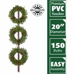 Fraser Hill Farm Set Of 3 Holly Berry 20" Wreaths W/ Ornaments, 150 Battery-Operated LED Lights For Displays 9 Fraser Hill Farm Set Of 3 Holly Berry 20" Wreaths W/ Ornaments, 150 Battery-Operated LED Lights For Displays -Christmas store unnamed file 901
