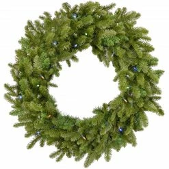 Fraser Hill Farm 48" Grandland Artificial Wreath W/ Multi-Colored Battery-Operated LED String Lights For Displays