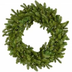 Fraser Hill Farm 48" Grandland Artificial Wreath W/ Clear Battery-Operated LED String Lights For Displays