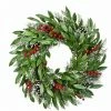 Fraser Hill Farm 25-In. Mixed Leaf Wreath Door Or Wall Hanging With Pinecones And Berries