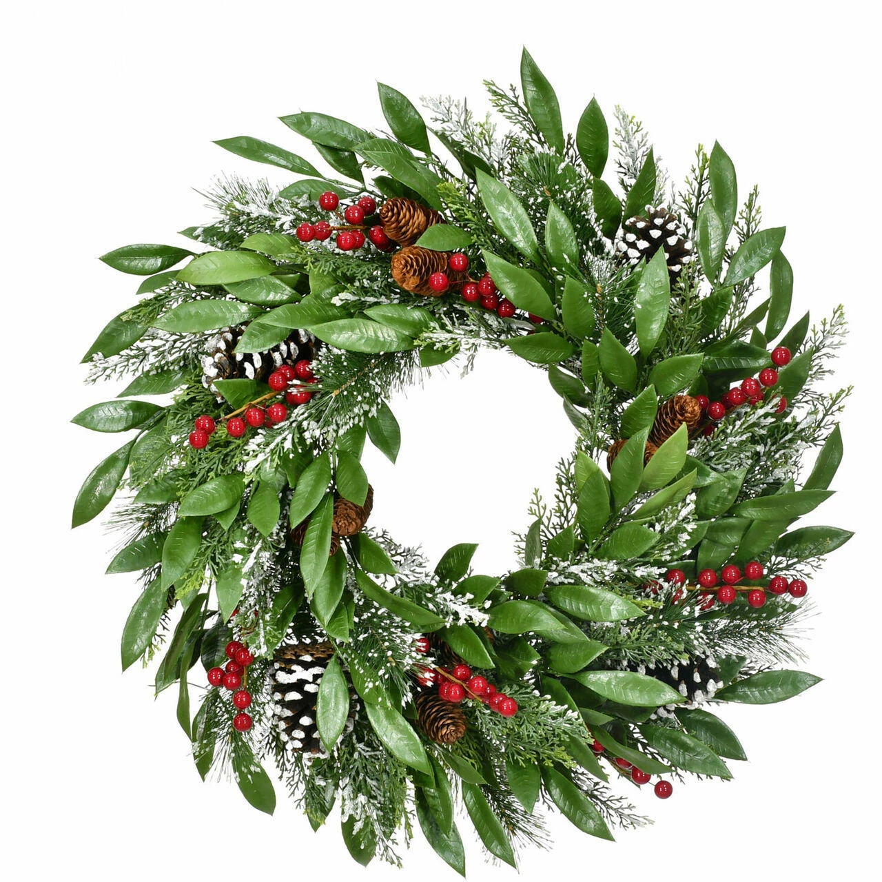 Fraser Hill Farm 25-In. Mixed Leaf Wreath Door Or Wall Hanging With Pinecones And Berries 1 Fraser Hill Farm 25-In. Mixed Leaf Wreath Door Or Wall Hanging With Pinecones And Berries