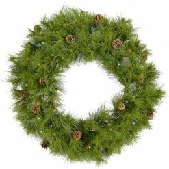 Christmas store 5 Fraser Hill Farm 60" Eastern Pine Green Christmas Décor Wreath W/ Multi-Color LED Lights