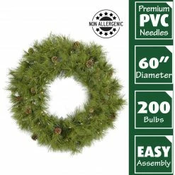 Fraser Hill Farm 60" Eastern Pine Green Christmas Décor Wreath With Warm White LED Lights 8 Fraser Hill Farm 60" Eastern Pine Green Christmas Décor Wreath With Warm White LED Lights -Christmas store unnamed file 970