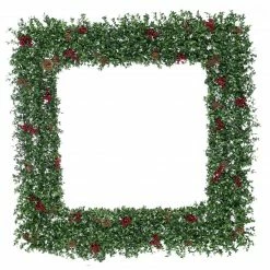 Fraser Hill Farm 48" Evergreen Berry Green Oversized Square Wreath W/ Pine Cones And Berries