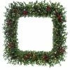 Fraser Hill Farm 36" Evergreen Berry Green Prelit Oversized Square Wreath W/ Pine Cones, Berries, Warm White LEDs