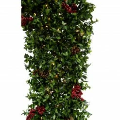 Fraser Hill Farm 48" Evergreen Berry Green Prelit Oversized Square Wreath W/ Pine Cones, Berries, Warm White LEDs -Christmas store unnamed file 989