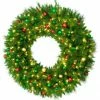 Fraser Hill Farm 48" Round Christmas Pine Wreath Trimmed W/ Ornaments And Warm White LEDs