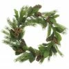 Fraser Hill Farm 34" Round Christmas Green Pine Wreath Trimmed W/ Magnolia Leaves, Pine Cones
